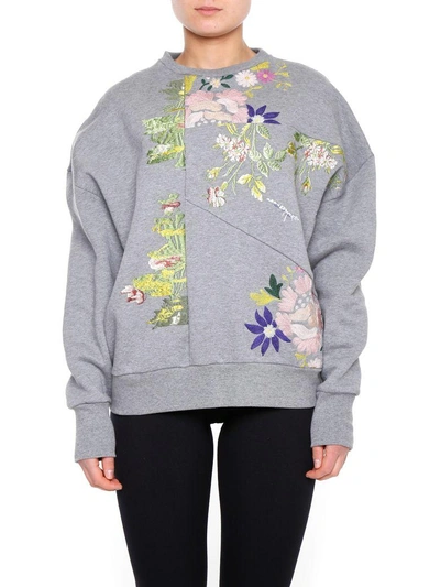 Shop Alexander Mcqueen Embroidered Sweatshirt In Light Grey+dark