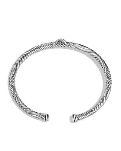 Shop David Yurman X Bracelet With Diamonds In White/silver