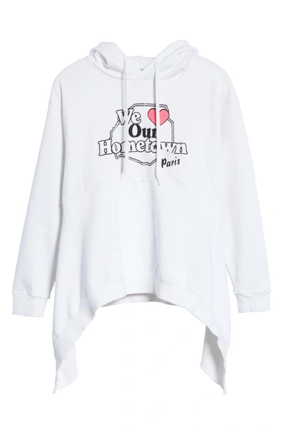 Shop Vetements Hometown Asymmetric Hem Hoodie In White