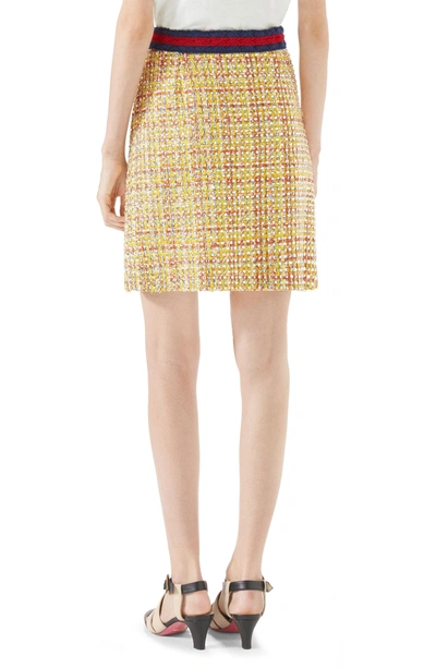 Shop Gucci Crystal Tweed A-line Skirt In Multi