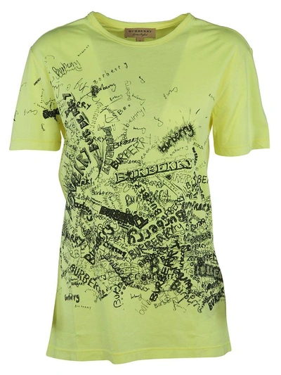 Shop Burberry Printed T-shirt In Yellow