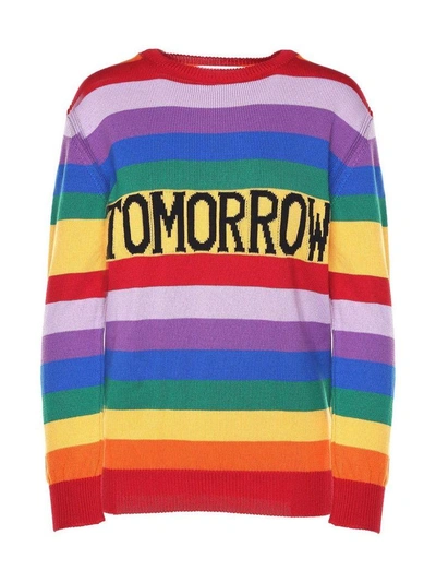 Shop Alberta Ferretti Tomorrow Striped-cotton Sweater In Multi