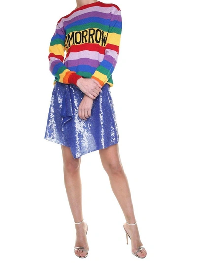 Shop Alberta Ferretti Tomorrow Striped-cotton Sweater In Multi