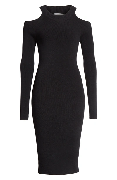 Shop Vince Cold Shoulder Body-con Dress In Black