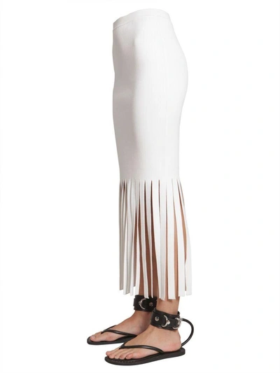 Shop Alexander Wang Fringed Sheath Dress In Bianco