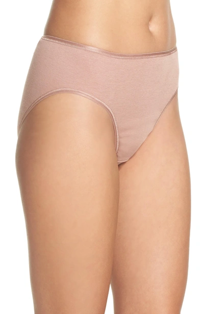 Shop Hanro Seamless Cotton High Cut Briefs In Soft Almond