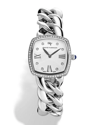 Shop David Yurman 27mm Albion Stainless Steel Quartz With Diamonds In Silver