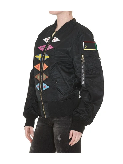 Shop Marcelo Burlon County Of Milan Flags Alpha Bomber Jacket In Black Multicolor