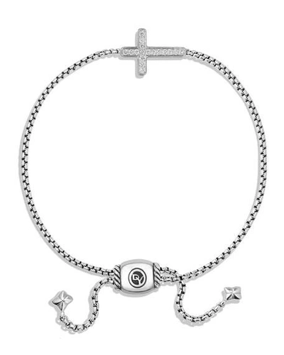 Shop David Yurman Cross Chain Bracelet With Diamonds In Silver, 1.7mm
