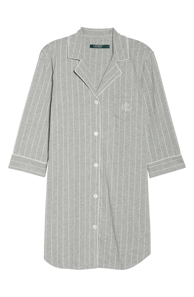 Shop Lauren Ralph Lauren Cotton Jersey Sleep Shirt In Greystone