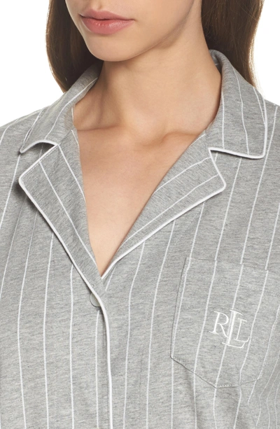 Shop Lauren Ralph Lauren Cotton Jersey Sleep Shirt In Greystone