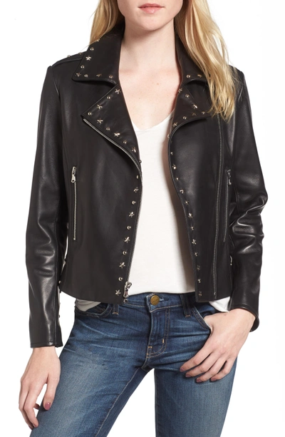 Shop Parker Easton Studded Leather Moto Jacket In Black