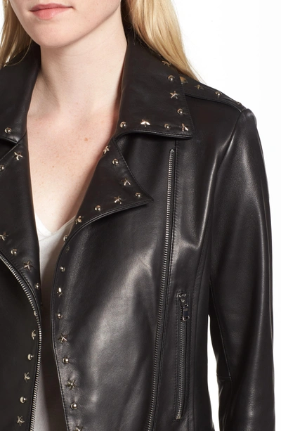 Shop Parker Easton Studded Leather Moto Jacket In Black