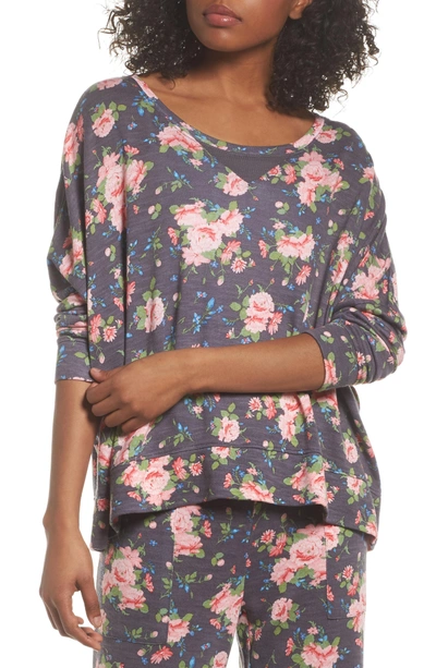 Shop Honeydew Intimates French Terry Sweatshirt In Dark Grey Floral