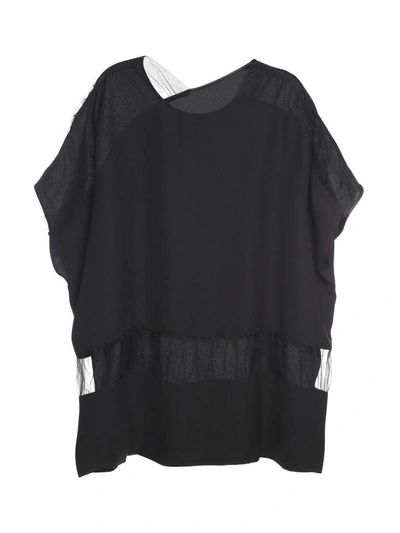 Shop Maison Margiela Draped Tulle-trimmed Crepe Top In Nero