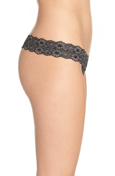 Shop Hanky Panky 'heather' Jersey Low Rise Thong In Black Heather