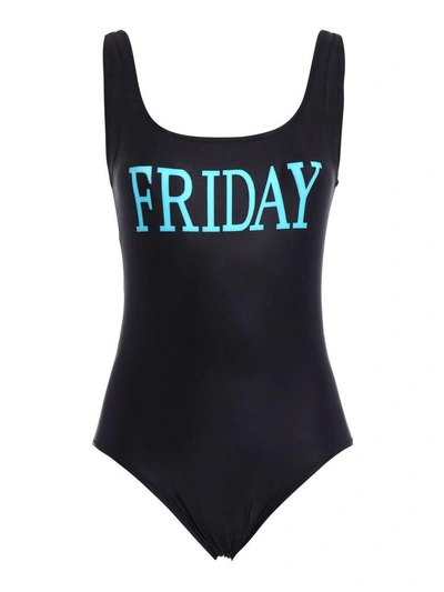 Shop Alberta Ferretti Rainbow Week Swimsuit In Black