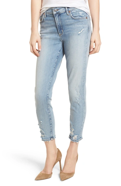 Shop Agolde Sophie Distressed High Waist Crop Skinny Jeans In Vertigo