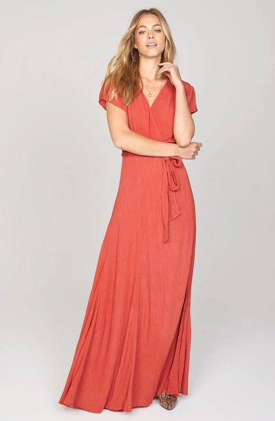Shop Amuse Society Beachscape Maxi Wrap Dress In Salsa Red