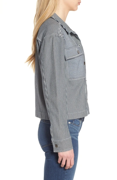 Shop Splendid Stripe Crop Jacket In Dark Wash