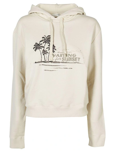 Shop Saint Laurent Hoodie In Off White-noir