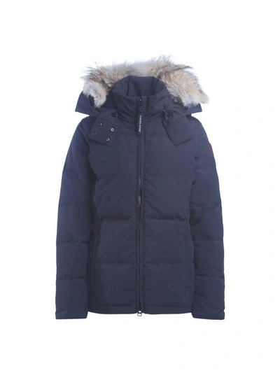 Shop Canada Goose Chelsea Blue Parka With Hood