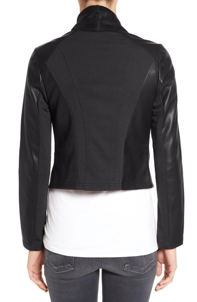 Shop Kut From The Kloth 'ana' Faux Leather Drape Front Jacket In Black