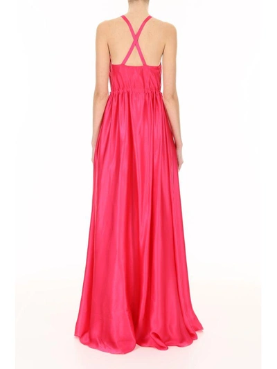 Shop Lanvin Long Silk Dress In Dress (fuchsia)