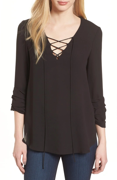 Shop Bailey44 Ramen Lace-up Front Top In Black