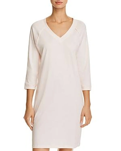 Shop Hanro Pure Essence Three-quarter Sleeve Gown In White Rose