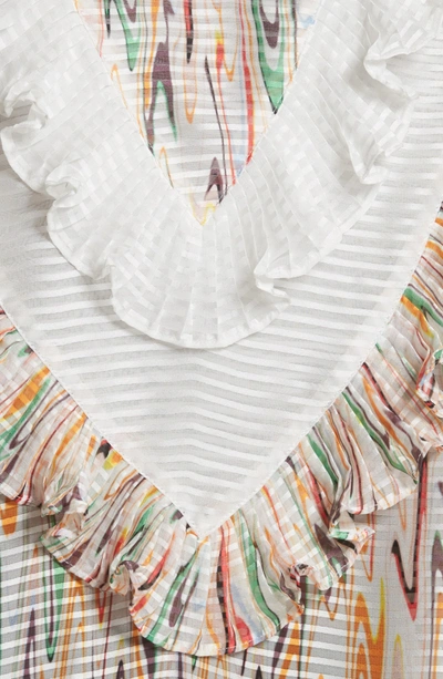 Shop Opening Ceremony Marble Print Ruffle Blouse In White Multi
