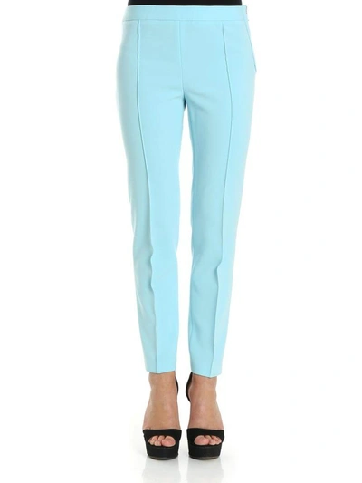 Shop Boutique Moschino Crepe Trousers In Light Blue