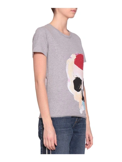 Shop Alexander Mcqueen Skull Cotton T-shirt In Grigio