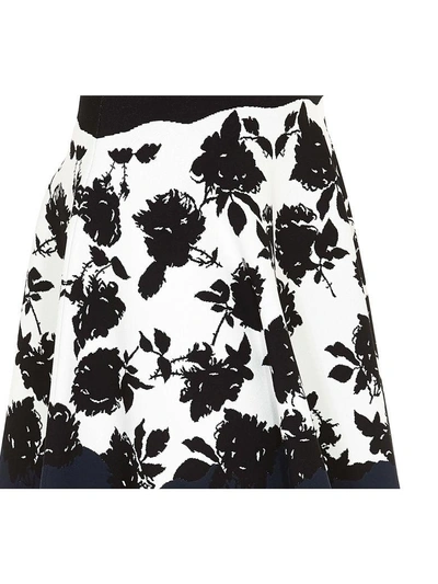 Shop Alexander Mcqueen Border Rose Skirt In Ivory-black-navy