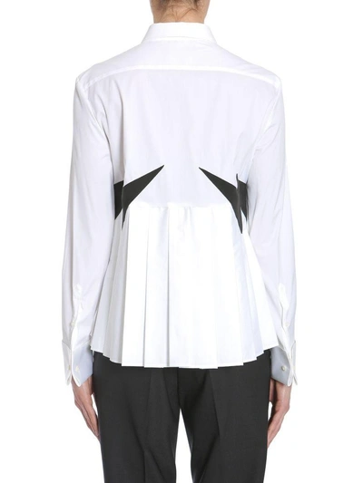 Shop Neil Barrett Pleated Shirt With Velvet Thunderbolts In Nero