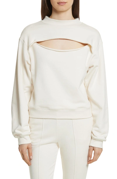 Shop Alexander Wang T Slit Front French Terry Top In Ivory