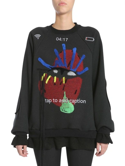 Shop Maison Margiela Snapchat Embroidery Sweatshirt In Nero