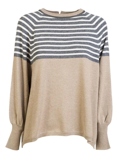 Shop Brunello Cucinelli Stripe Detail Jumper In Beige