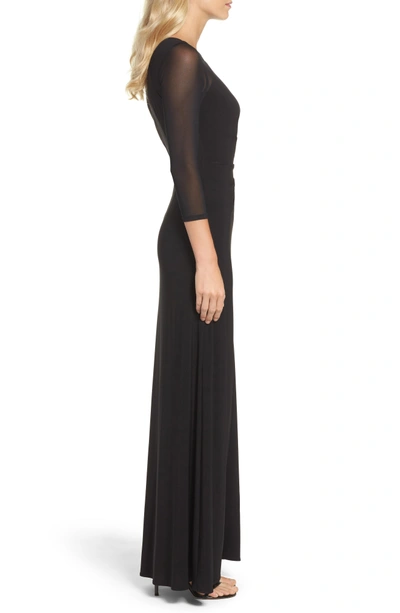 Shop Adrianna Papell Illusion Jersey Gown In Black