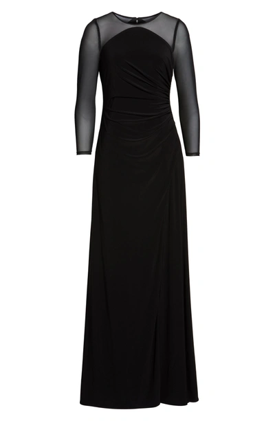 Shop Adrianna Papell Illusion Jersey Gown In Black