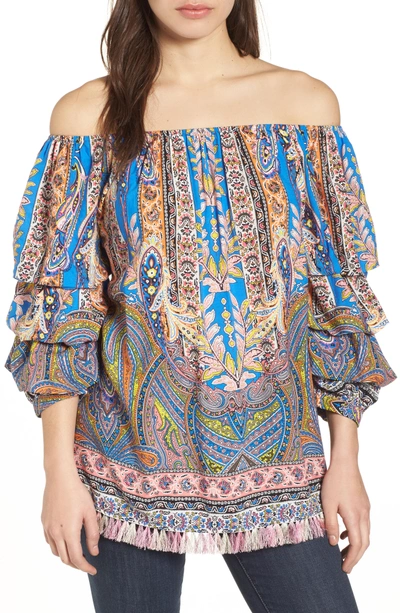 Shop Kas New York Requena Peasant Blouse In Pasiley Print