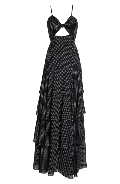 Shop Jill Jill Stuart Polka Dot Tiered Gown In Black/ White