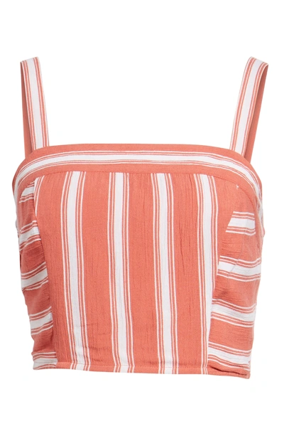 Shop Band Of Gypsies Stripe Smocked Crop Top In Dusty Coral/ Ivory