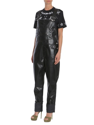 Shop Givenchy Eco Leather Dungarees In Nero