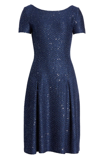 Shop St John Sparkle Sequin Knit Fit & Flare Dress In Navy Multi