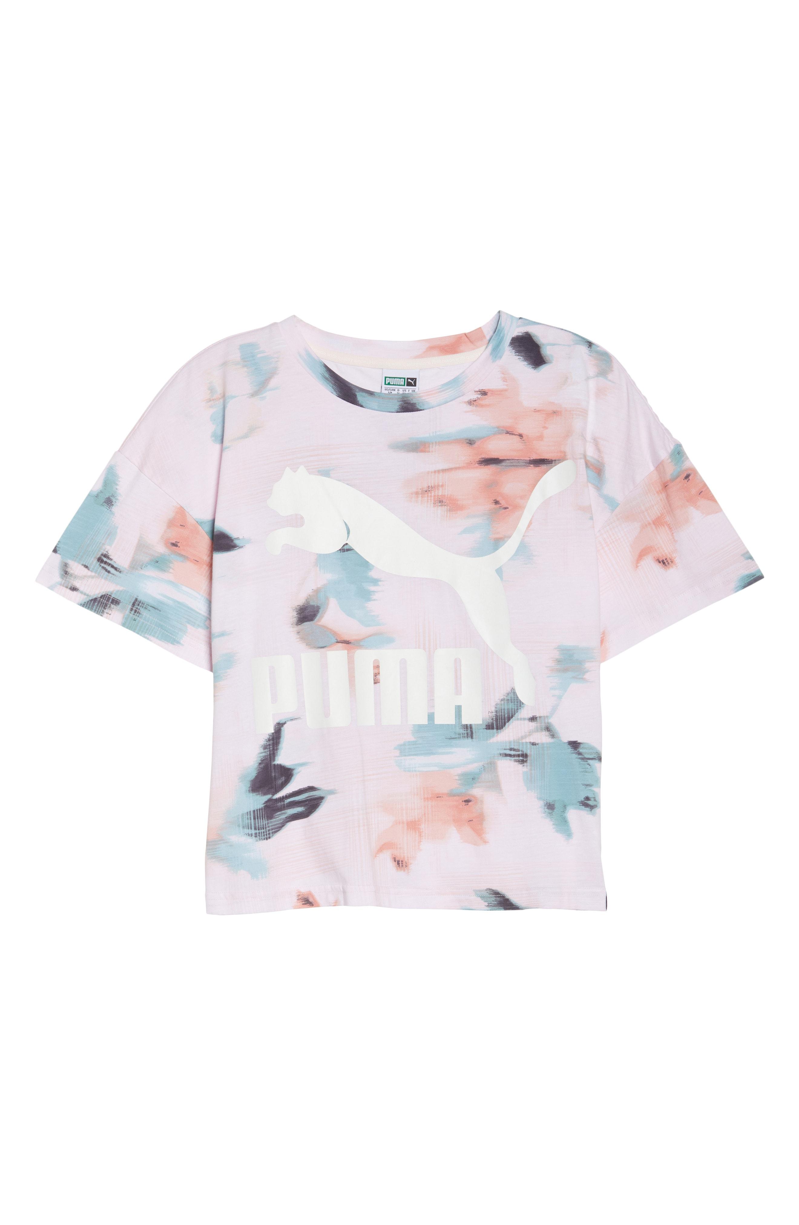 Puma Cotton Printed Logo Cropped T-shirt In Pearl | ModeSens