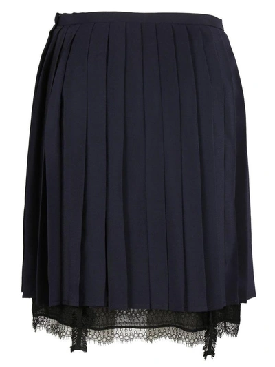 Shop Versace Pleated Mini Skirt In Navy