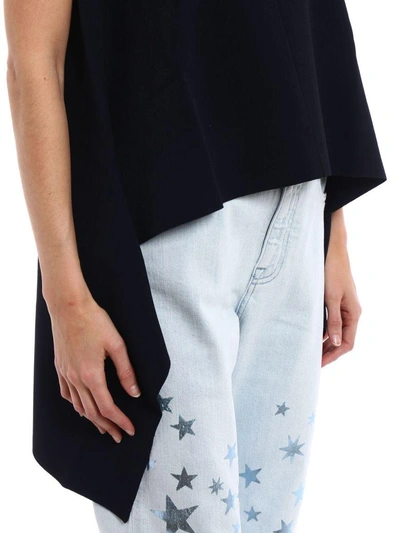 Shop Stella Mccartney Compact Knit Handkerchief Top In Ink