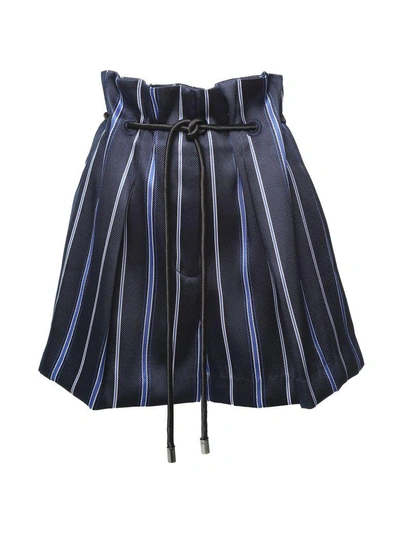 Shop 3.1 Phillip Lim / フィリップ リム Origami Striped-jaquard Shorts In Midnight