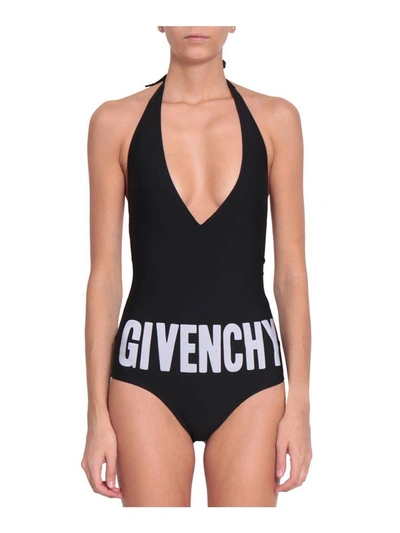 Shop Givenchy One Piece Logo Swimsuit In Nero